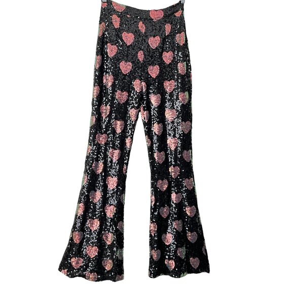 Nasty Gal Heart Sequin Wide Leg Pants 4 - Picture 3 of 8